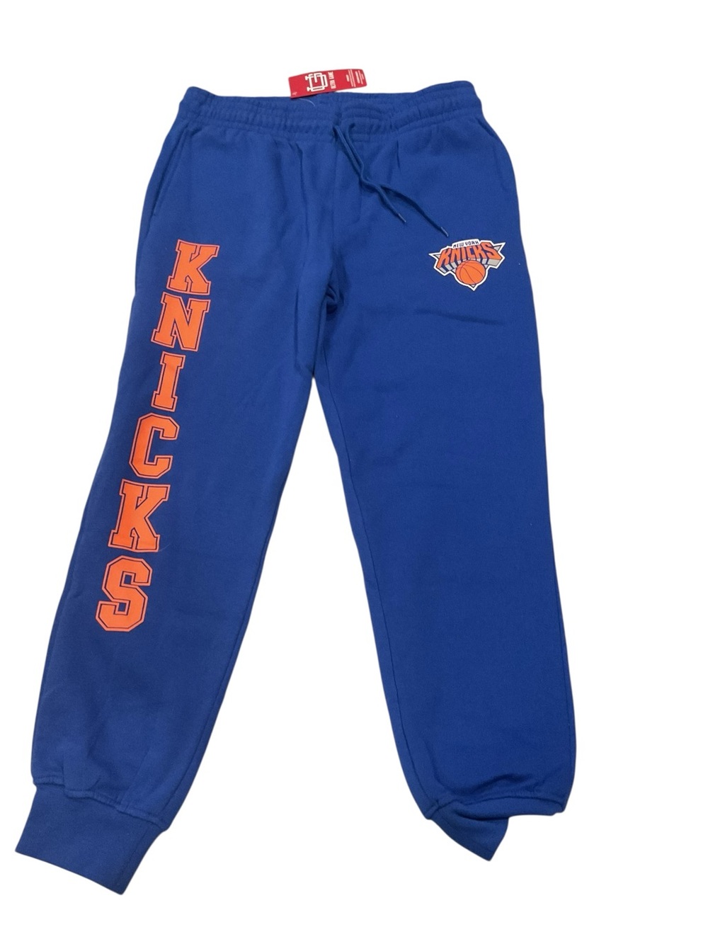NBA Blue Sweatpants with Orange Knicks Graphics LARGE